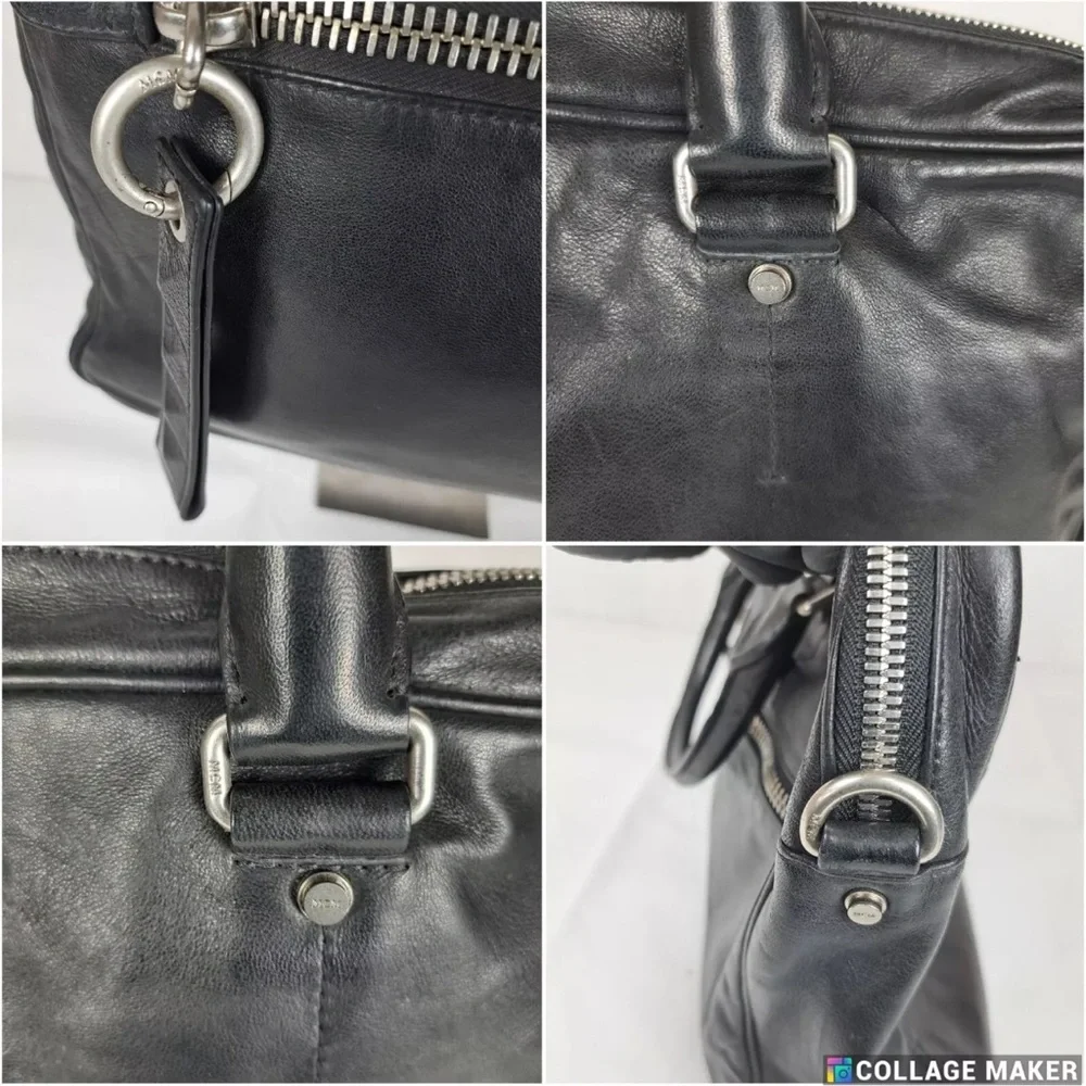 Black Leather Men's Laptop Bag